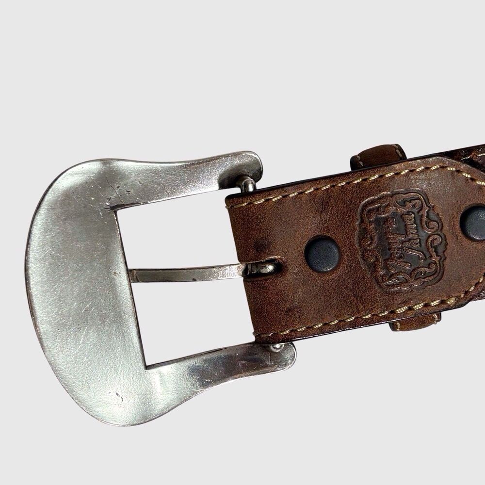 Tony Lama Leather Belt Men's Sz 34 Western Badlands Horsehair Ribbon Inlay Brown - Picture 8 of 12
